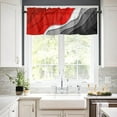 thumbnail image 3 of Red and Black Kitchen Curtain Valance and Tiers Set 3 Pc Gray Window Treatment Modern Geometric Abstract 3 Pieces Rod Pocket Valance Set for Small Windows Bedroom 54 in x 36 in, 3 of 5