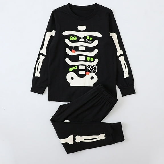 Alkepwun 2-7T Toddler Baby Halloween Costumes, Kid Boy Girl Halloween Outfit Skeleton Print Long Sleeve Pullover Sweatshirt  Long Pants 2Pcs Set