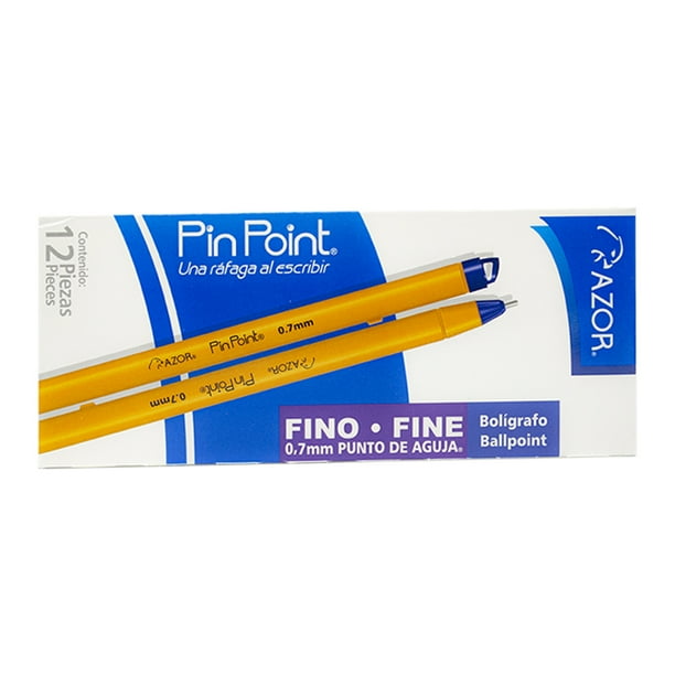 Bolígrafo Azor Pin Point Punto Fino Caja Con 12 lapiceros