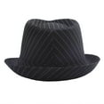 thumbnail image 2 of Mens & Womens Fedora Hats Cotton-Blend Vintage Panama Cap Unisex Classic Stripe Printed Beach Sun Protection Dress Hat, 2 of 4