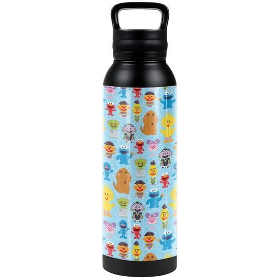 Sesame Street Official Cute Character Pattern 24 oz Insulated Canteen Water Bottle, Leak Resistant, Vacuum Insulated Stainless Steel with Loop Cap