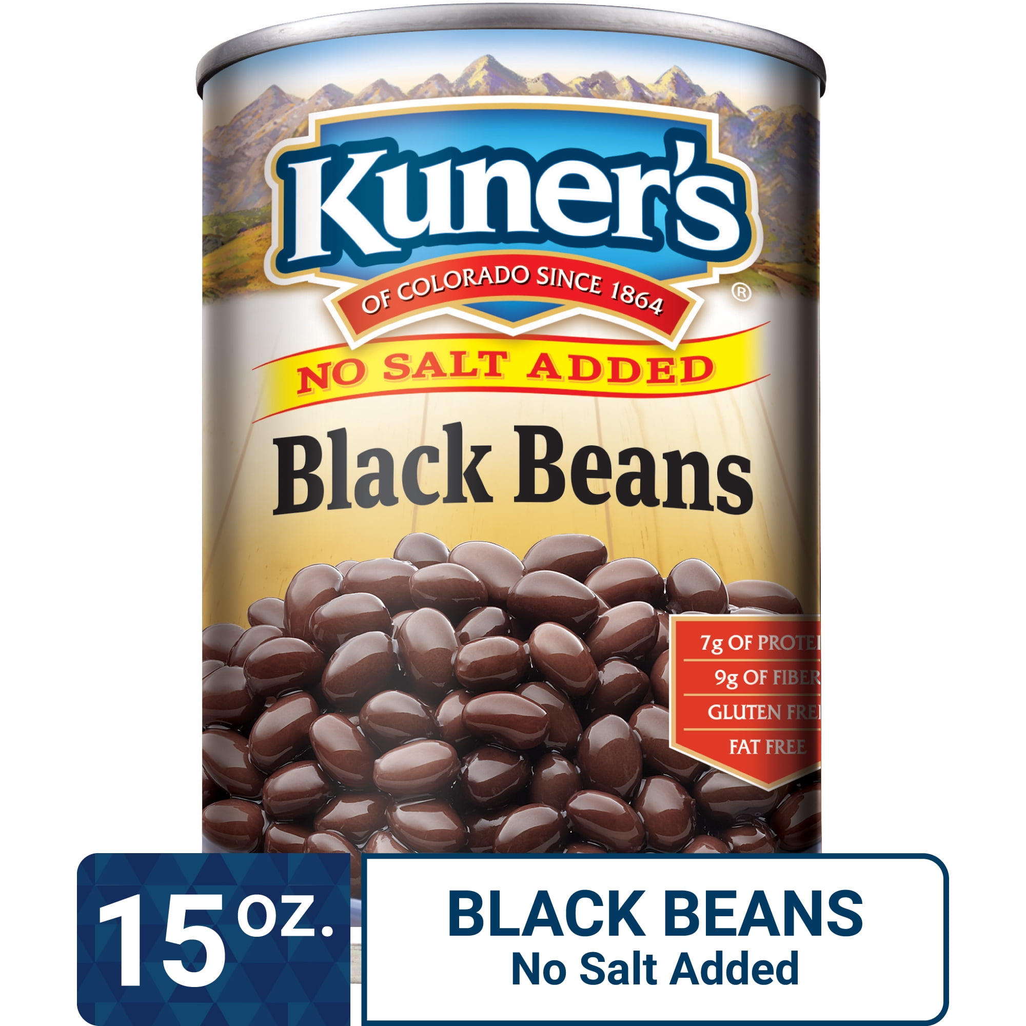 Kuner's No Salt Added Black Beans, 15 oz (Pack of 12)