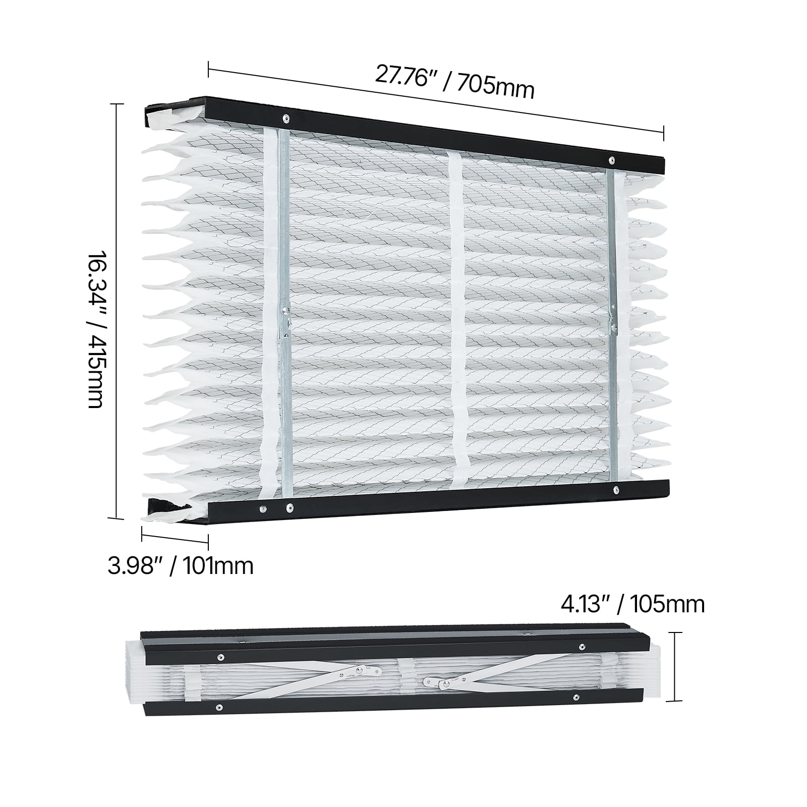 VEVOR 16 x 28 x 4 Furnace Filter, MERV 13 HVAC Ac Filters,12-Month Electrostatic Pleated Air Conditioner Filters, 2-Pack (Actual Size: 16.34 x 27.76 x 3.98 Inch) for Capturing Dust, Smog, Pet Dander