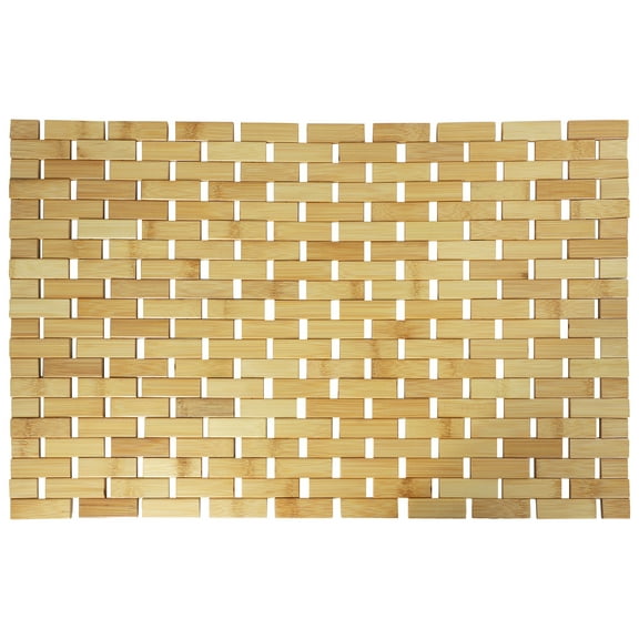 Elama Bamboo Wood 16.25 x 24.5 Inch Rectangle Bathroom Mat