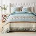 thumbnail image 3 of Greenland Home Fashions Thalia Reversible Cotton Quilt Set, Velvet Embellished, 3-Piece Full/Queen, Blue, 3 of 8