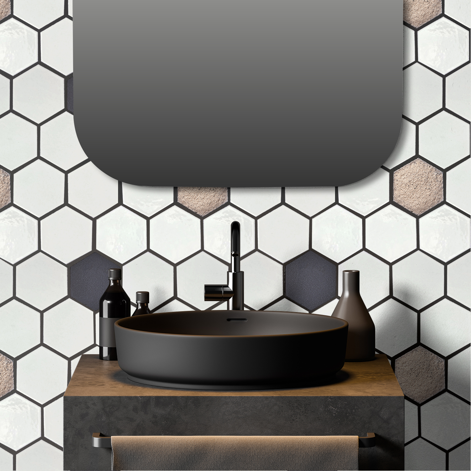 Lugo 12.1" x 10.43" Lava Stone Mosaic Floor and Wall Tile in White (Pack of 9)