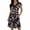 Black, variant on Women's Rayon V-Neck Puff Sleeve Flared Dress | Summer Casual A-Line Dress for Vacation, Date & Daily Wear