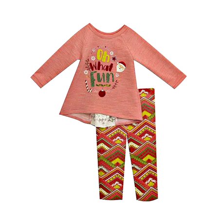What Colour Is Christmas Infant Girls Christmas Santa Oh What Fun Coral Knit Tunic and Legging Set 12 months ()