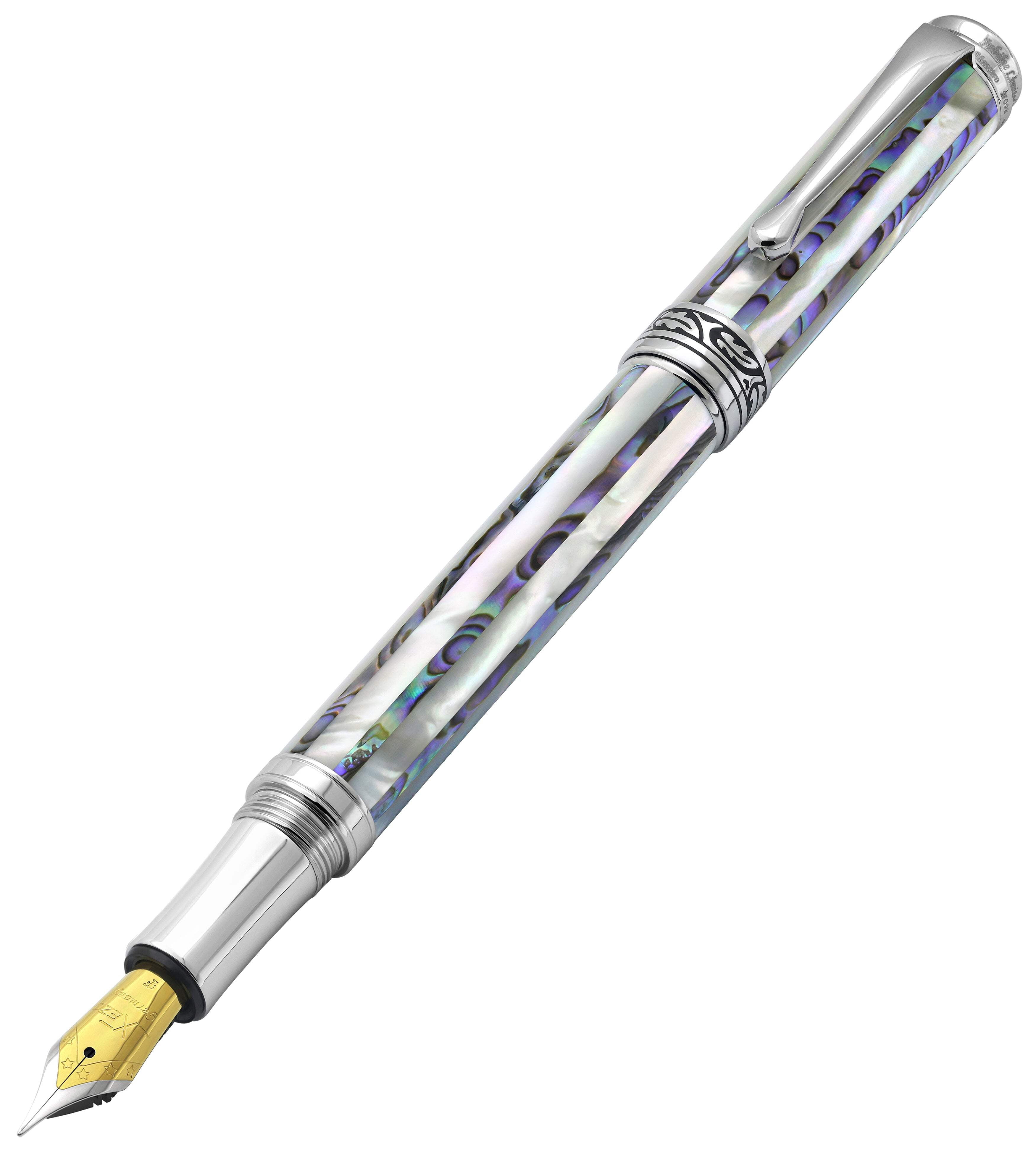 Xezo Xezo Maestro® Jubilee Paua Stripe Fountain Pen (Fine Nib) - Paua Abalone  Oceanic White Mother of Pearl
