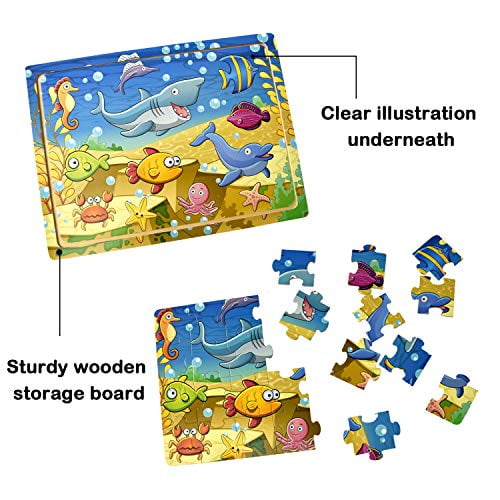 Puzzles en bois pour enfants de 2 à 5 ans - Puzzle de 24 pièces pour les  tout-petits Puzzles pour enfants d'âge préscolaire - Lot de 4 puzzles  éducatifs à thème pour