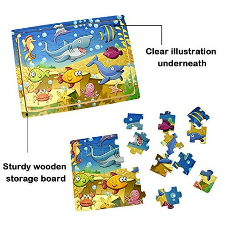 Wooden Jigsaw Puzzles For Toddlers Kids Ages 2 3 4 5 Years Old 24 Large Pieces Preschool Puzzles Set Of 4 Vibrant Theme Brain Development Learning Educational Puzzle Toys Walmart Canada