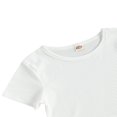 thumbnail image 4 of Little Girls Short Sleeve Set Solid Color Ribbed Tops and Patchwork Short Pants 2-Piece Suits, 4 of 7