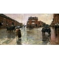 thumbnail image 2 of Hassam, Childe 18x11 Black Ornate Wood Framed with Double Matting Museum Art Print Titled - Rainy Day-Boston, 2 of 4
