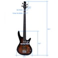 thumbnail image 2 of Ktaxon 34in 4-String 24-Fret Basswood Bass Guitar for Beginner, Brown, 2 of 8