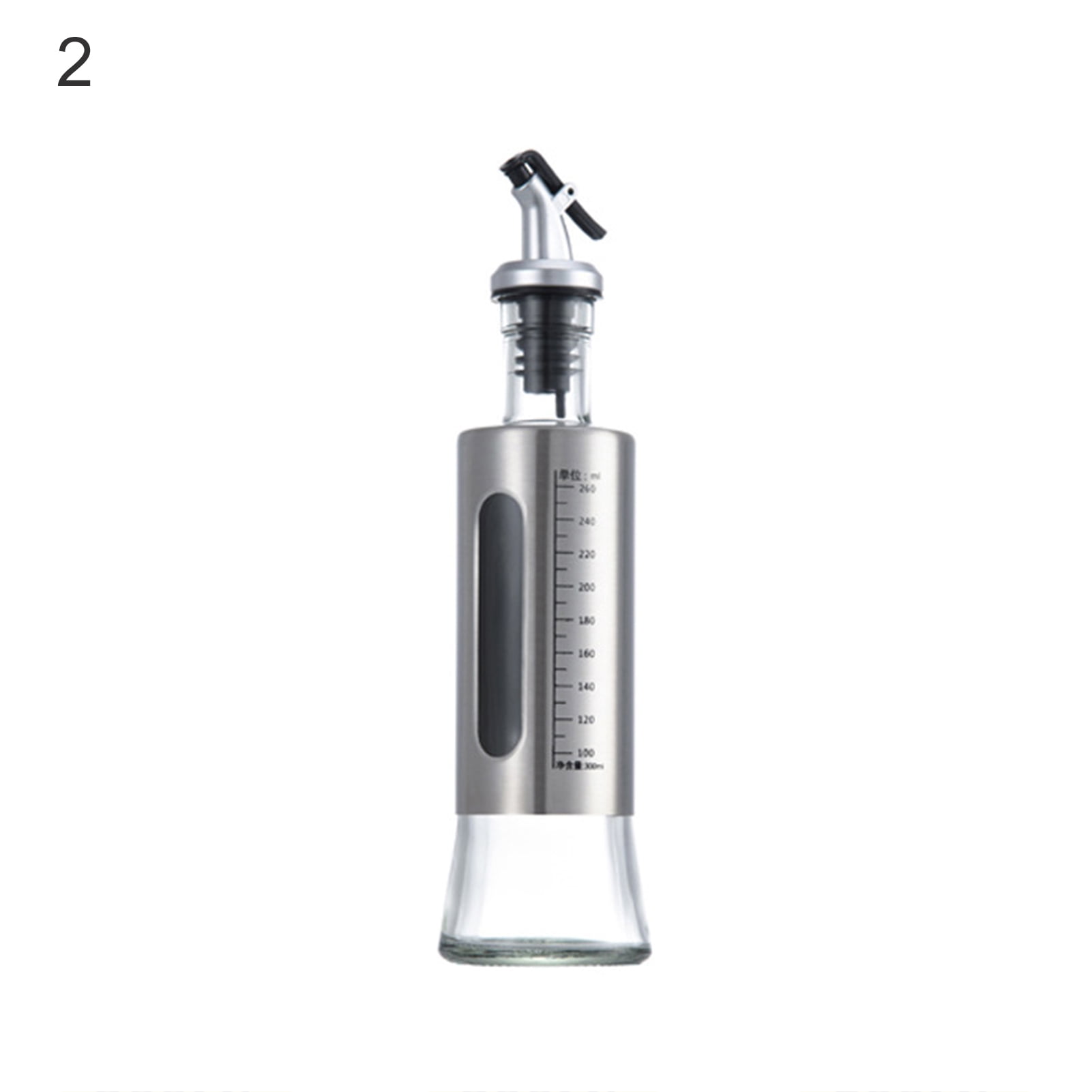 HEVIRGO Stainless Steel Oil Bottle, 300ml Oil Bottle with Scale