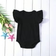 thumbnail image 4 of Coduop Infant Baby Girl Basic Ruffle Short Sleeve Cotton Romper Bodysuit Tops 0-24 Months, 4 of 6