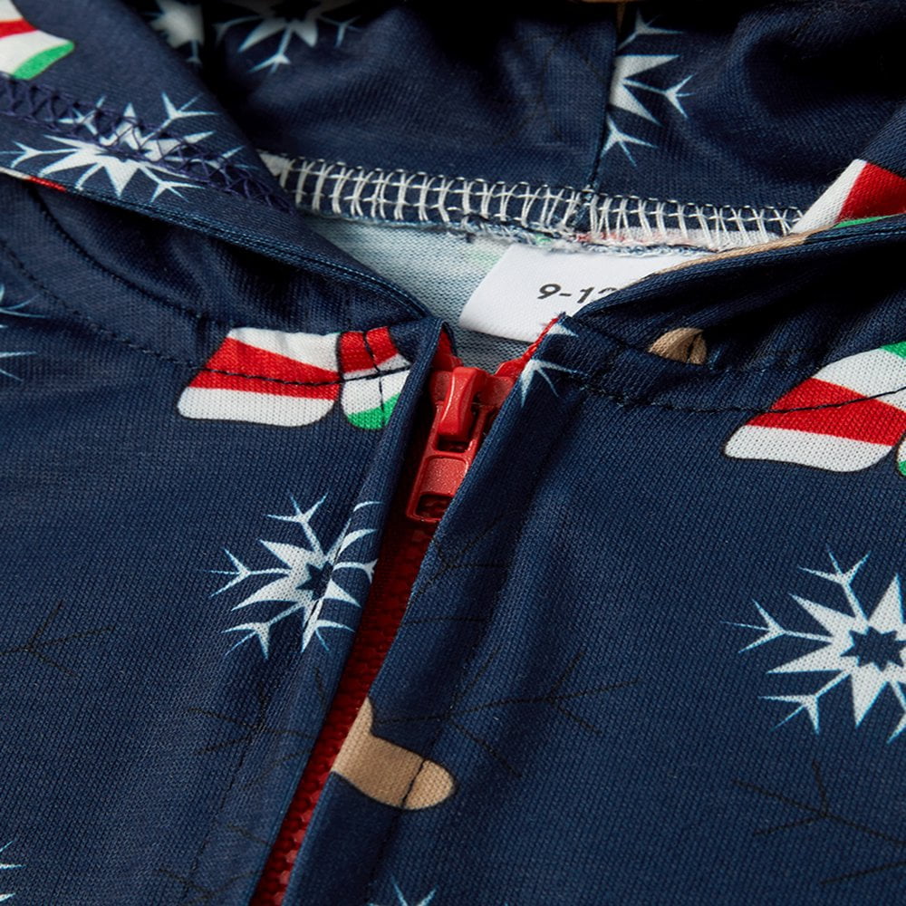 Générique Pyjama De Noël Famille Une Pièce Combinaison Onesie à Capuche Fermeture Éclair Parent Enfant Pyjama Ensemble Sweat à Capuche Combinaison Vêtements De Nuit Pyjama Grenouillère