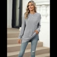 thumbnail image 4 of Camisa de Larga para Mujer, Suéter de Otoño, Túnica Informal, Ropa Holgada de Otoño con Bolsillos. Gris L, 4 of 10