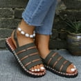 thumbnail image 2 of Hopeusnice Sandals for Women Trendy Non-Slip Breathable PU Materials Summer Shoes Open Toe Sandals Women's Sandals Soft Flat Heel Shoes for Beach Arch Support Shoes Army Green 37, 2 of 9