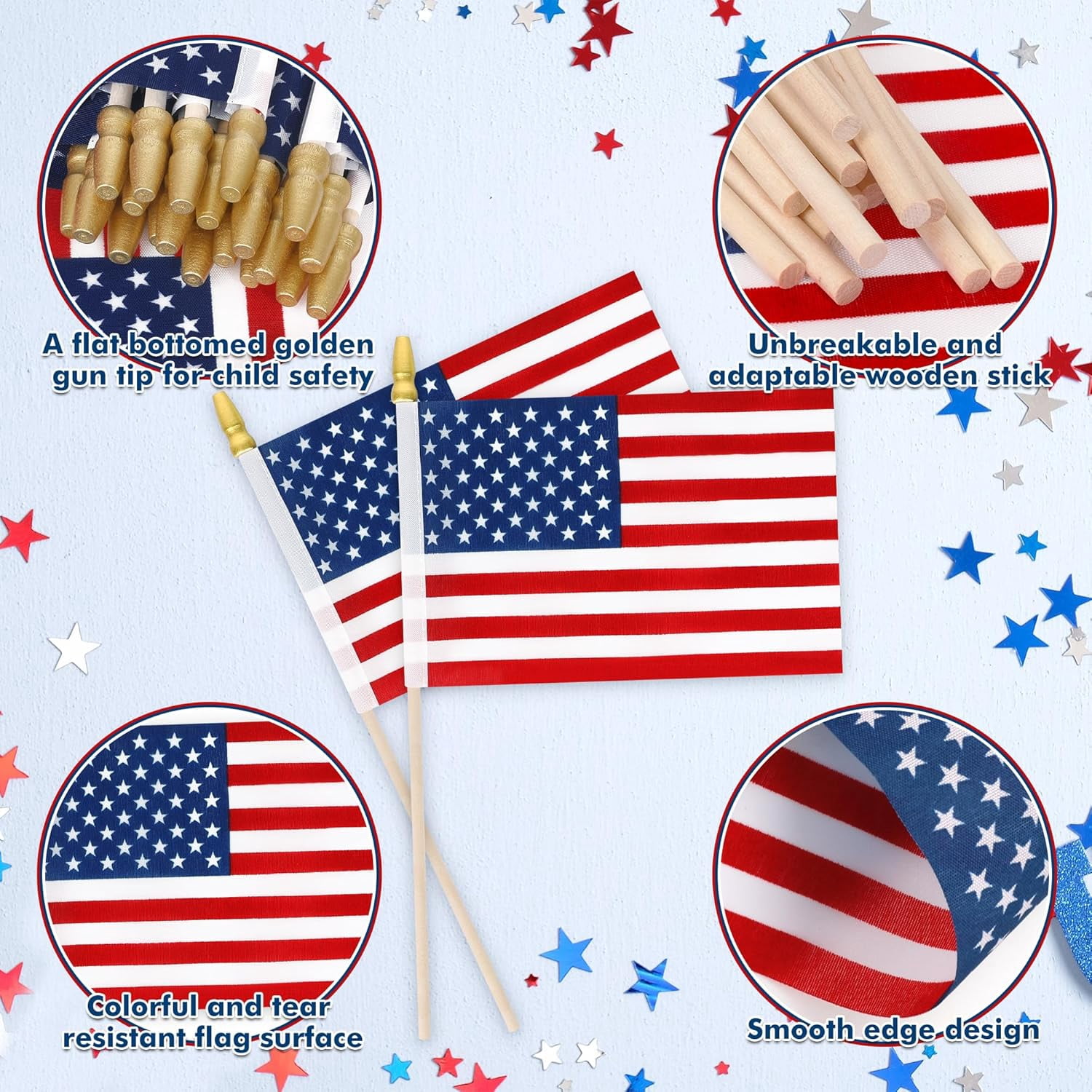 100 Pcs Small American Flag on Sticks, Hand Held 4th of July Decorations Outdoor, Waterproof Fourth of July Mini Patriotic Flags for Patriotic Accessories Veterans Day Decorations Party Supplies