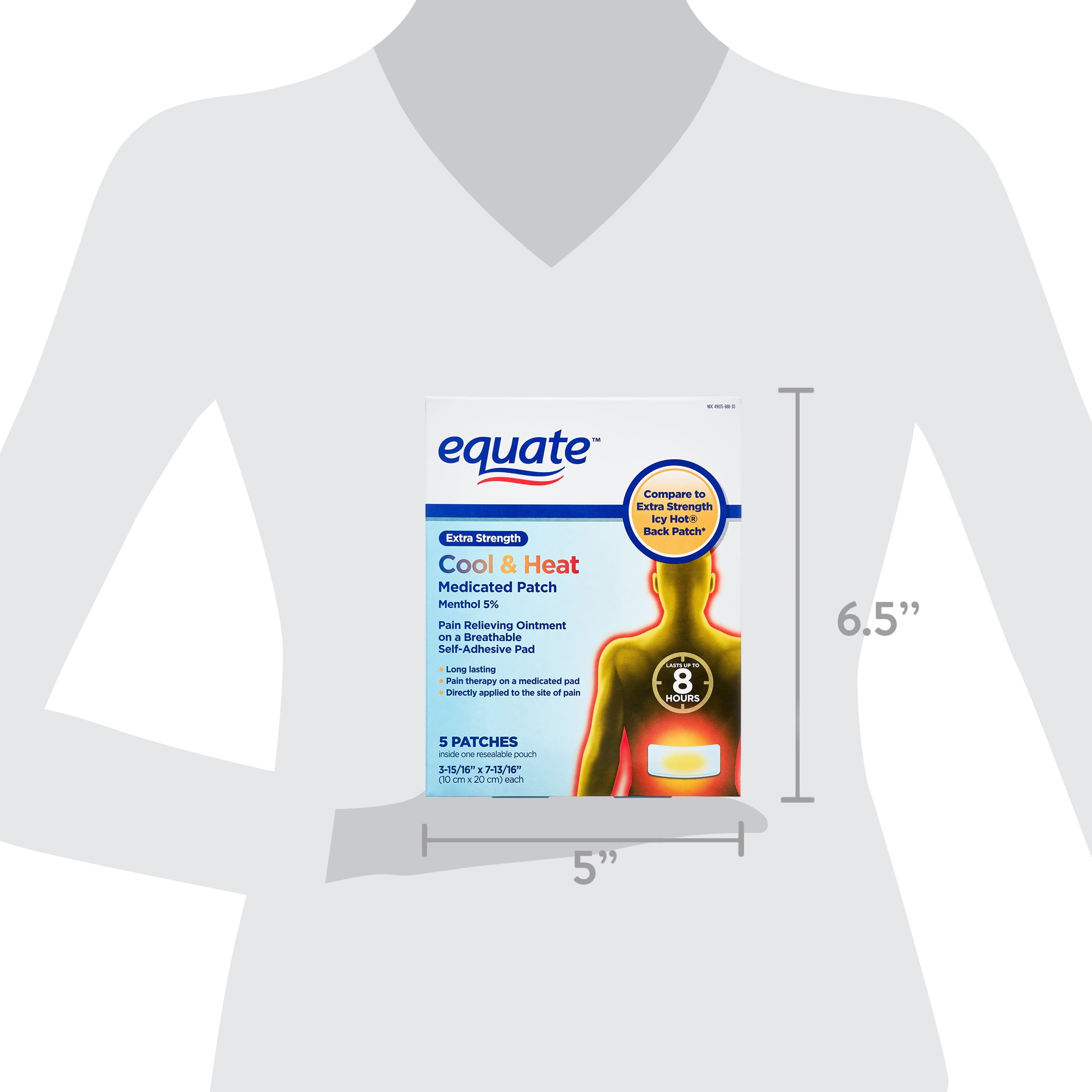 Equate Extra Strength Cool & Heat Medicated Menthol Patches, 5 Count