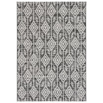 SAFAVIEH Courtyard Beckah Geometric Indoor/Outdoor Area Rug, Black/Grey, 5'3" x 7'7"