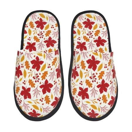 

Noikeo fall laef Maple Pattern Cozy Slippers Indoor for Women and Mens Fuzzy House Shoes Soft Plush Warm Slip-on Slippers-