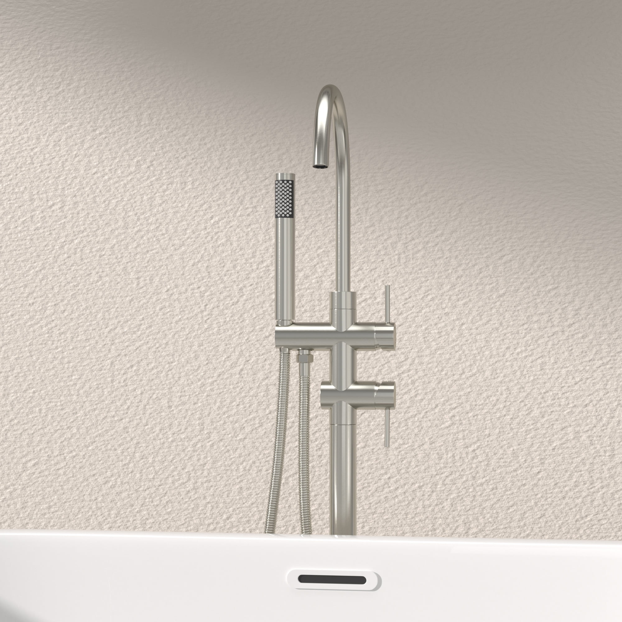 Logmey Freestanding Bathtub Faucet Floor Mounted Two Handles in Brushed Nickel