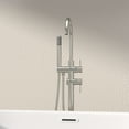 thumbnail image 3 of Logmey Freestanding Bathtub Faucet Floor Mounted Two Handles in Brushed Nickel, 3 of 12