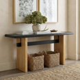 thumbnail image 1 of Longue Table Console Style Ferme - Table d'Entrée pour Sofa - MDF Noir et Brun, 1 of 7