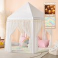 thumbnail image 2 of Tienda de campaña Princess Senodeer blanca con alfombra arcoíris y luces de estrellas, 2 of 7