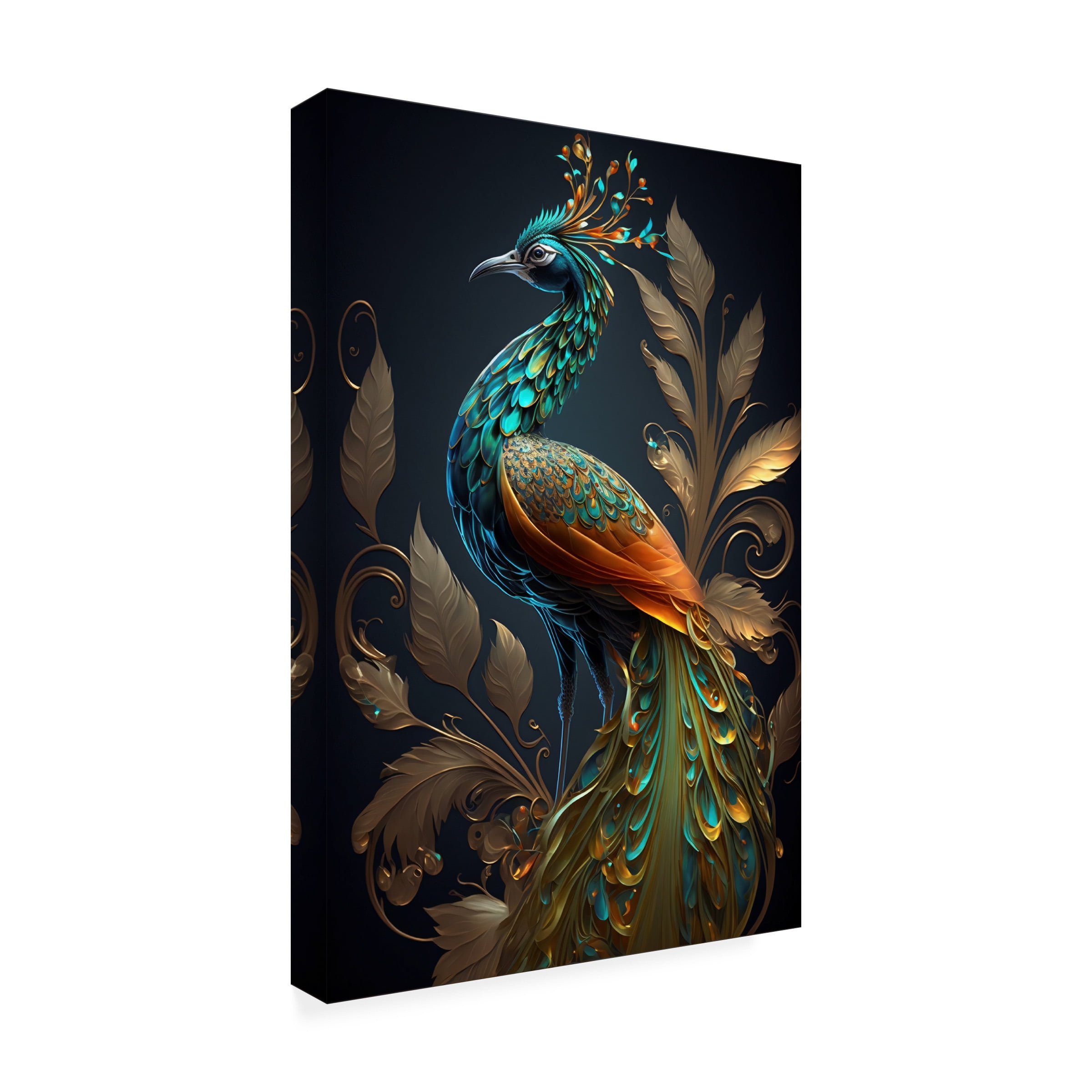 Canvas Wall Art - Ray Heere 'Proud Peacocks 32' Wall Art for Living Room, Bedroom, or Office Décor by Trademark Fine Art - 16 x 24 Inches