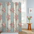 thumbnail image 4 of Teal Green Wooden Shower Curtains for Bathroom, Farmhouse Pink Florals Distressed Waterproof Fabric Shower Curtain, Decorative Bathroom Curtain for Bathtub, 36"x72", No Hooks Included, 4 of 9