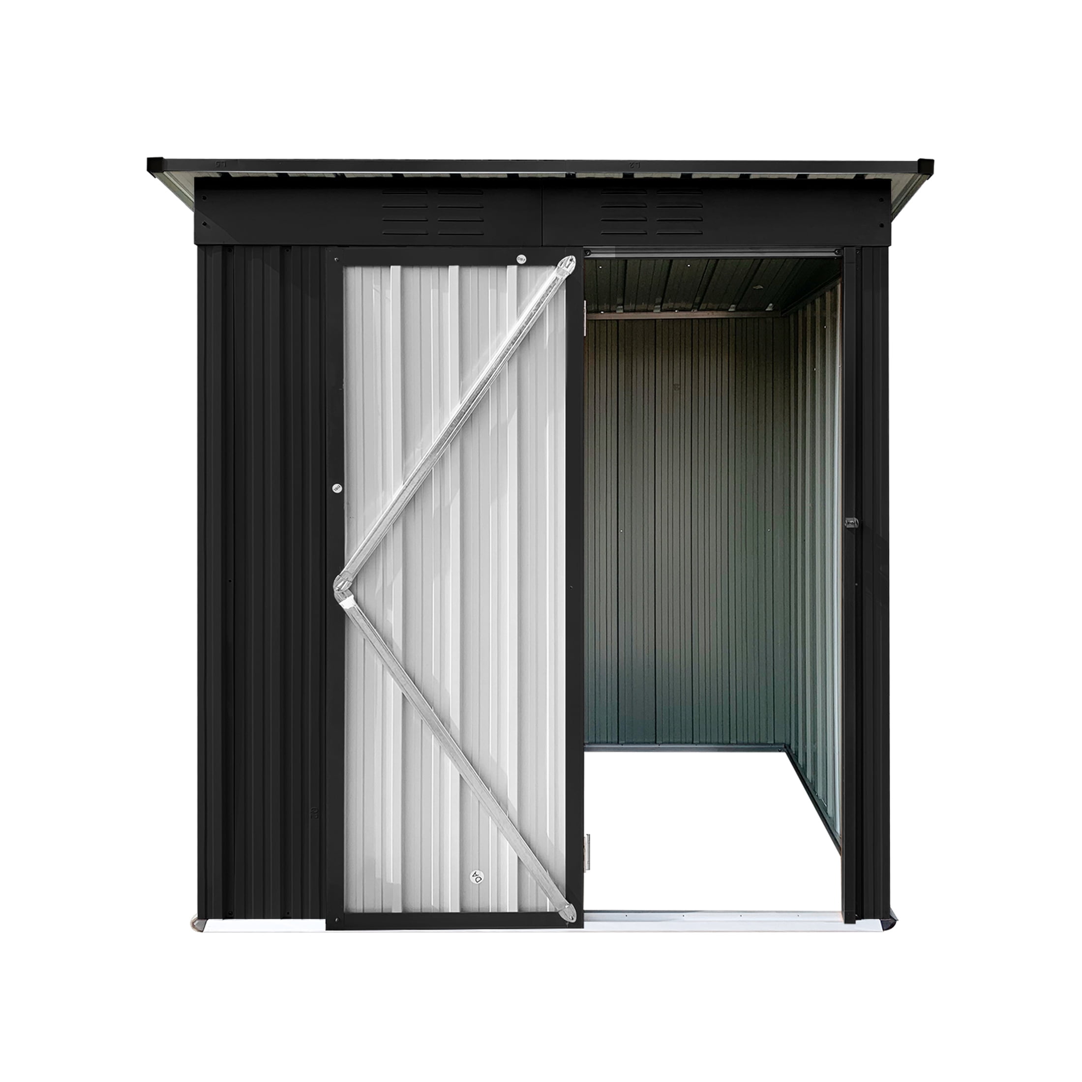 Aukfa Outdoor Storage Shed, 5 X 4 FT Metal Garden Shed, Waterproof Tool Shed for Backyard Patio, Black