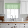 thumbnail image 3 of Green Valance Curtains for Kitchen/Living Room/Bathroom/Bedroom Window, Rod Pocket Small Topper Half Short Window Curtains Voile Sheer Scarf, Minimalist Solid Color Modern Abstract 60"x18", 3 of 8