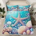 thumbnail image 2 of Erosebridal Sea Starfish Sheet Set Twin, Seashell Print Bedding Sets Twin Size, Sequin Print Decor 3pcs, 2 of 7