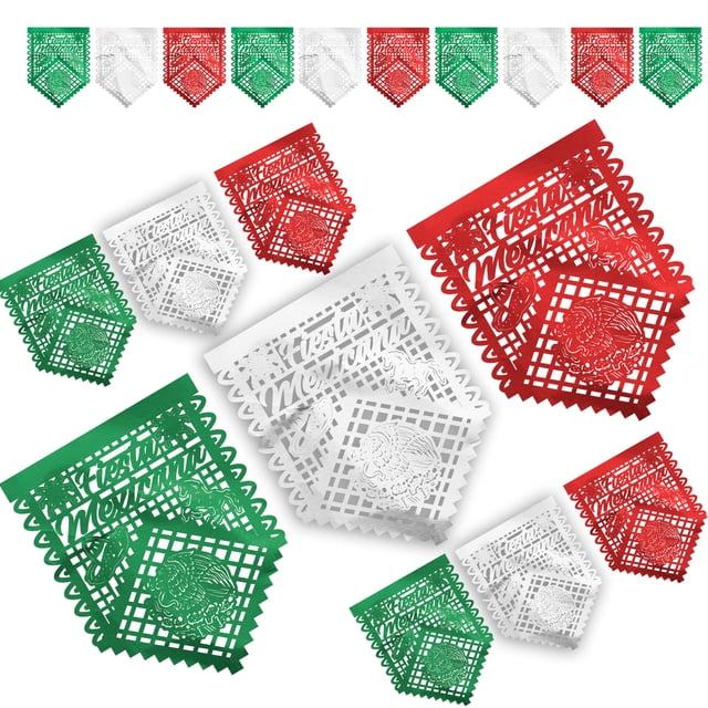 ADORNO DE PAPEL PICADO FIESTA MEXICANA TRICOLOR.