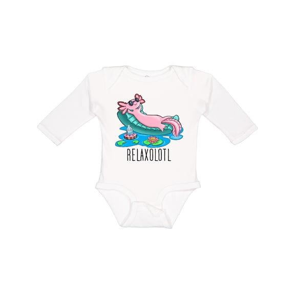 Inktastic Relaxolotl- Cute Axolotl on Summer Vacation Boys or Girls Long Sleeve Baby Bodysuit
