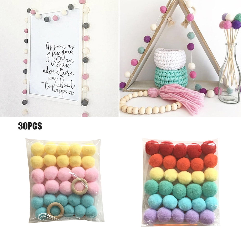 Pompom Balls, Multicolor Craft Pom Poms Fuzzy DIY, Pom-pom Garland for