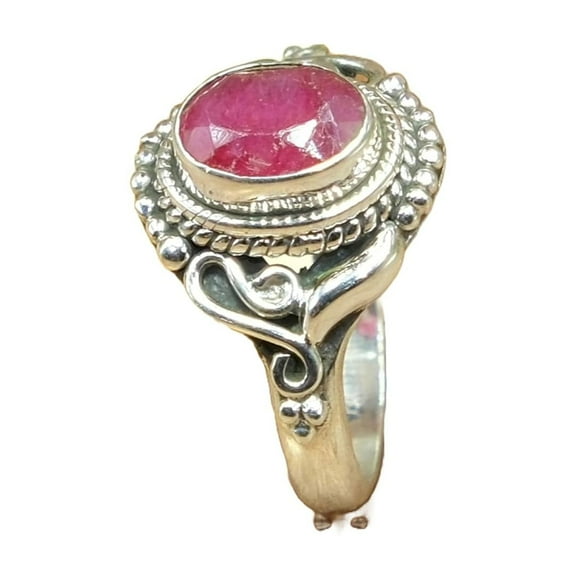 Natural Pink Ruby Stone Ring 925 Sterling Silver Engagement Rings for Women Gift Jewelry
