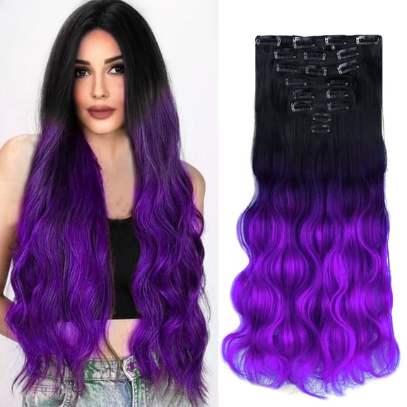 Vlasy 22Inch 8pcs/set Thick Hairpieces Long Wavy CurlyNatural Synthetic Clip in Hair Extensions for Women
