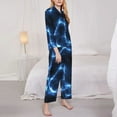 thumbnail image 4 of Junzan Blue Lightning Print Womens Pajama Sets,Long Sleeve Button Down For Women Pjs 2 Piece, 4 of 9