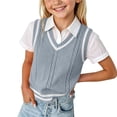 thumbnail image 2 of QTBIUQ Knit V-Neck Sweater Waistcoat for Boys Girls Knit Pullover Vest Soft Layering Top Casual School Uniform Outwear, 2 of 8