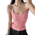 thumbnail image 1 of Camiseta sexy sin mangas con tirantes para mujer - Top corto ajustado con relleno extraíble, sujetador deportivo sin costuras para yoga, 1 of 7