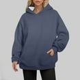 thumbnail image 2 of WENWU Womens Hoodie Long Sleeve Pullovers for Women Soft Hoodie Navy Sweatshirts Fall Clothing Street Style, 2 of 9