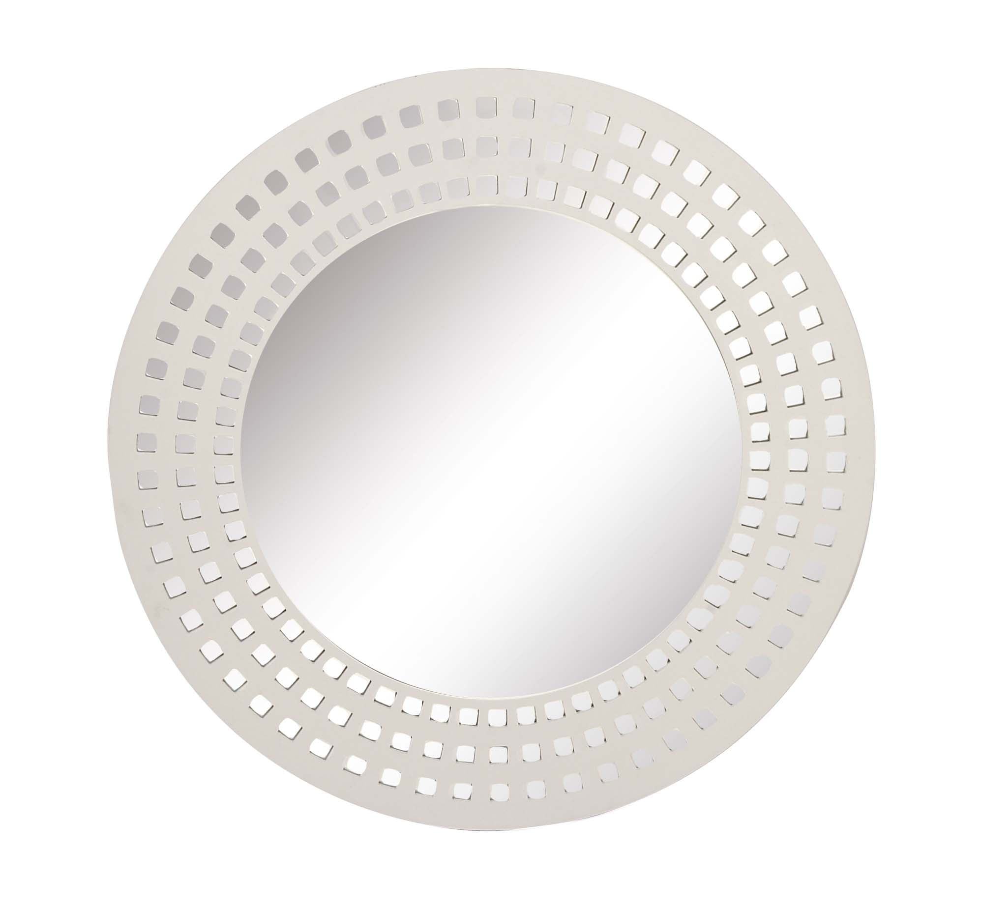 Decmode Modern 31 Inch Round White Wooden Framed Wall Mirror, White