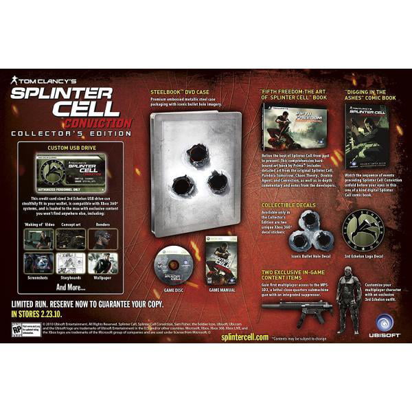heet mesh Terughoudendheid Tom Clancy's Splinter Cell: Conviction - Limited Collector's Edition [Xbox  360] - Walmart.com