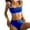 Blue, variant on WREESH Womens Two Piece Swimsuit High Waisted Bikini Fashion Solid High Waist Belt Swimsuit Bikini Set Beach Suit Bathing Suit Blue