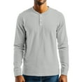thumbnail image 4 of Inglocry Men's Henley Shirts Long Sleeve Fashion Casual Tee Button Down Basic Lightweight T-Shirt Light Gray 3XL, 4 of 4