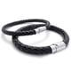 thumbnail image 2 of 2X Acero Inoxidable de Cuero, Pulsera de Cuero Trenzado, para Hombres Mujeres, Negro - Ancho 6mm - Longitud 23cm, 2 of 4